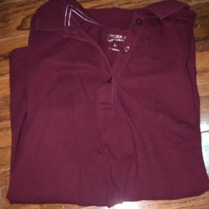 Maroon button down school shirt